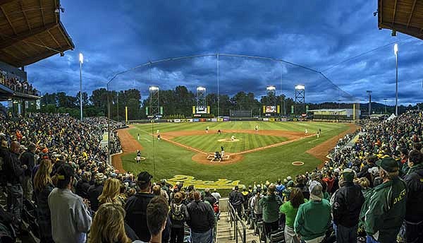 PK Park during a baseball game at night